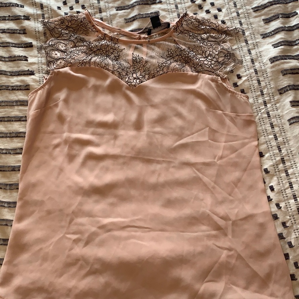 Primark nude pink blouse with lace size 6